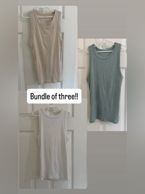 Bundle of 3 A New Day Slim Fit Ribbed Tank Tops — Size Medium